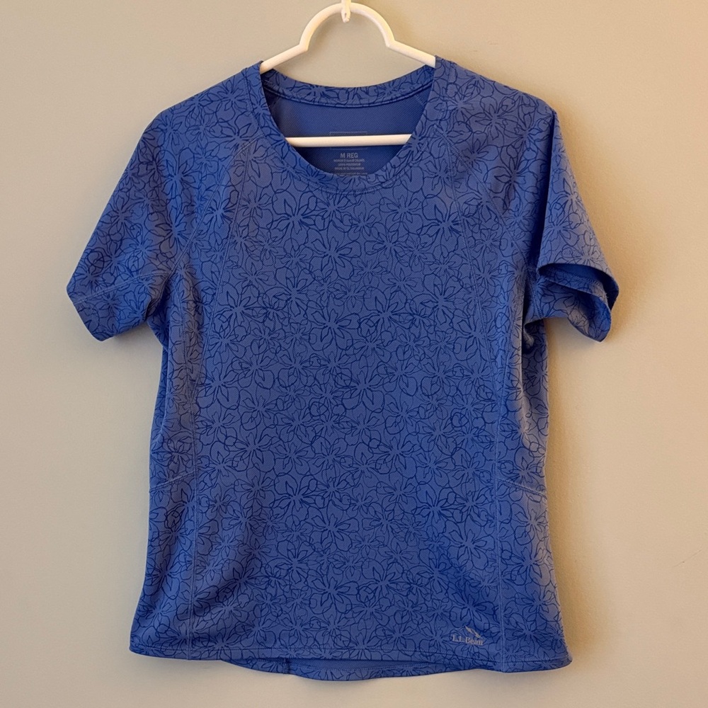 L.L. Bean Women's Periwinkle Blue Short-Sleeve Floral-Print Tee